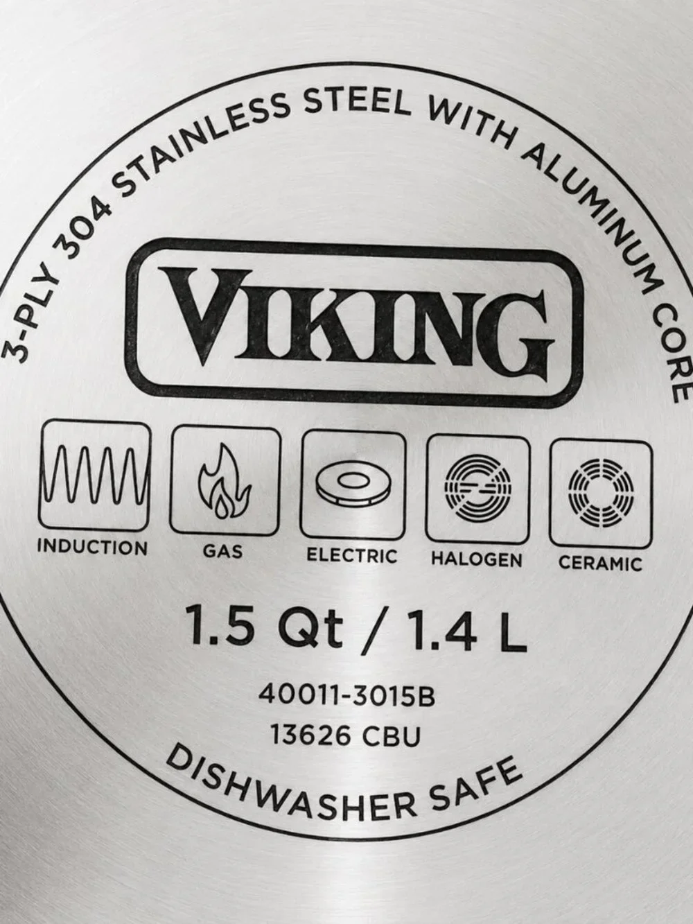 Viking 3-Ply Stainless Steel 1.5 Qt Saucepan with lid 1.4 L 40011-3015B